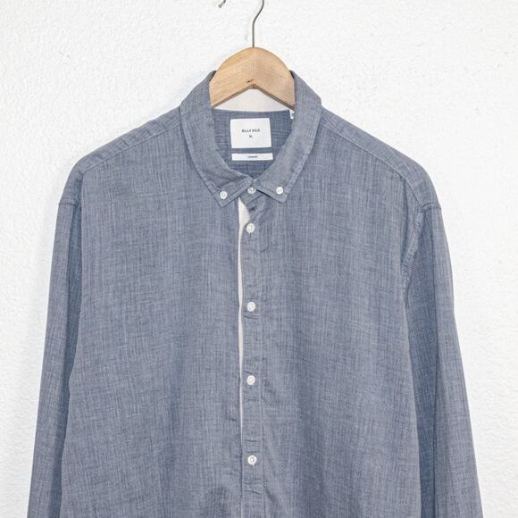 Billy Reid Men's Small Standard fit Button Down Shirt Chambray herringbone - Picture 2 of 7